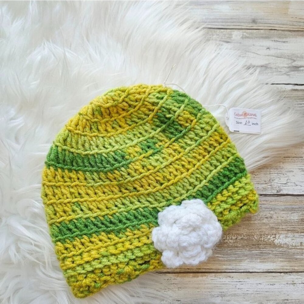 Toddler Hat from Cotton N Kandi on Etsy- 17" Tye Dye Green Flower